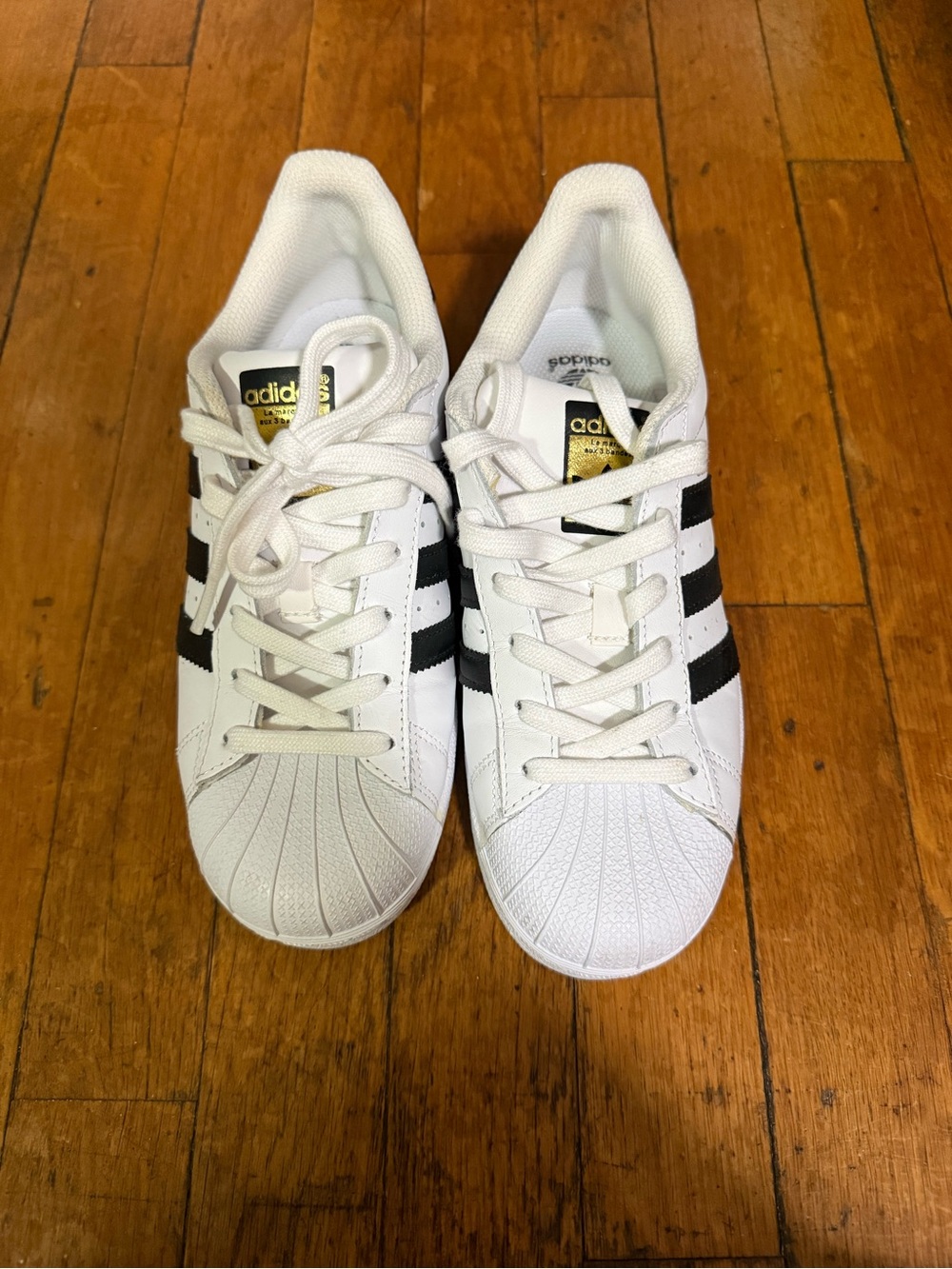 adidas White and Black Shell-Toe Sneakers